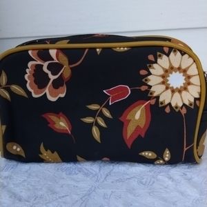 Danica cosmétic bag color black floral orange red in good condition